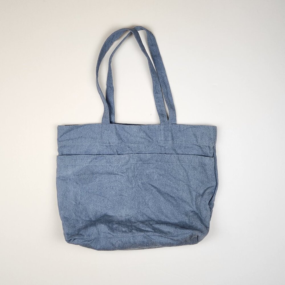 GDS Cloth Goods Blue Chambray Cotton Tote Bag Pockets